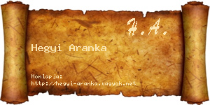 Hegyi Aranka névjegykártya