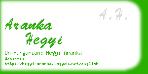 aranka hegyi business card